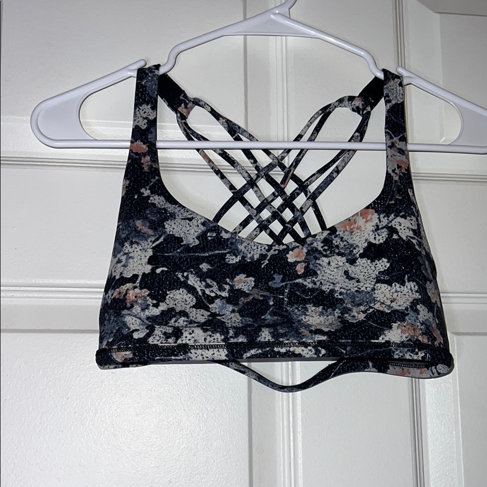 Women's Strappy Black and Gray Sports Bra